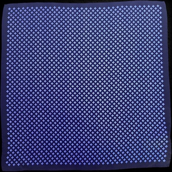 PRONTO UOMO Blue Geometric Pocket Square Silk Hand Rolled 13.5"- 14.5" EX COND - Picture 2 of 4